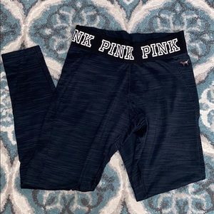 Pink Fleece Lined Black Leggings